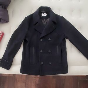 Men's Topman black coat peacoat